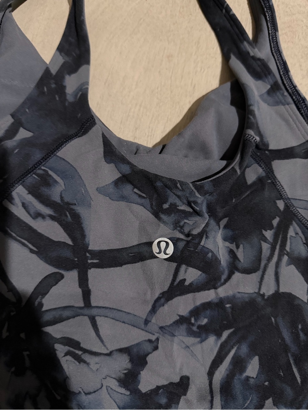 lululemon athletica Gray and Black Floral Print Sports Bra